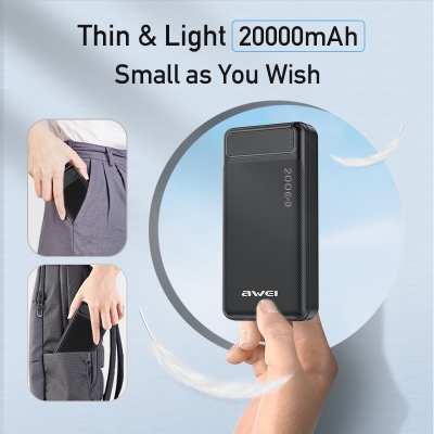 Picture of Awei P6K 20000mAh Dual USB Port Fast Charging Power Bank