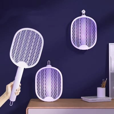 Picture of 4In1 Foldable Electric Fly Swatter Mosquito Killer Trap USB Rechargeable Mosquito Racket Insect Killer with UV Light Bug Zapper