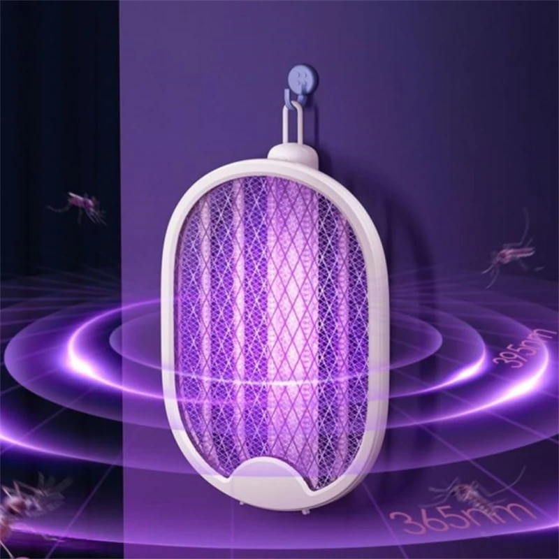 Picture of 4In1 Foldable Electric Fly Swatter Mosquito Killer Trap USB Rechargeable Mosquito Racket Insect Killer with UV Light Bug Zapper