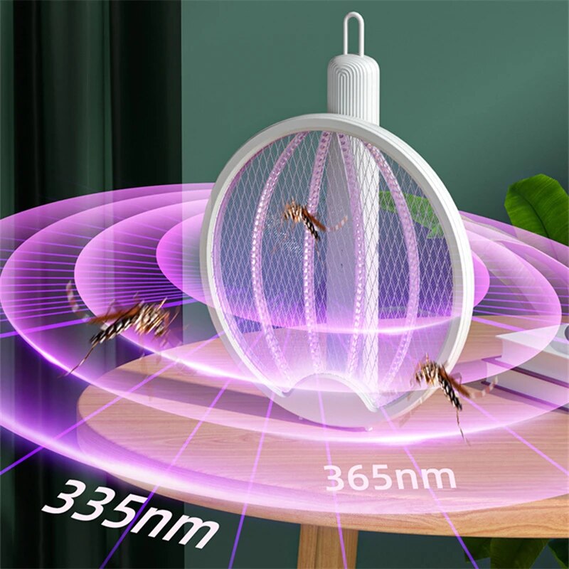 Picture of 4In1 Foldable Electric Fly Swatter Mosquito Killer Trap USB Rechargeable Mosquito Racket Insect Killer with UV Light Bug Zapper