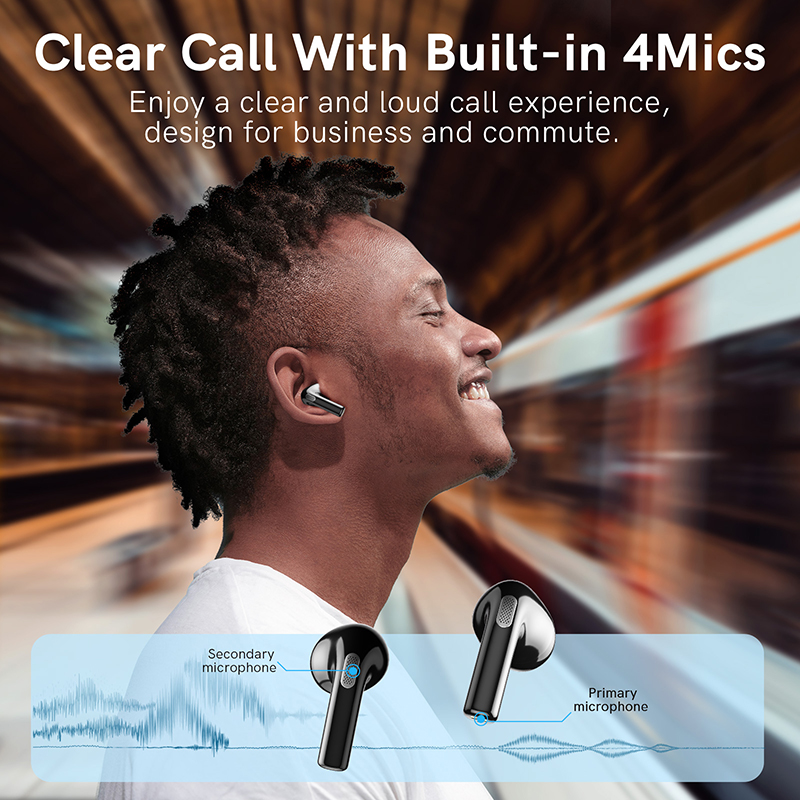 Picture of QCY T20 Bluetooth 5.3 TWS Wireless Earphones 68ms Low Latency Earbuds 13mm Driver HIFI Headphones 4 Mics+ENC HD Call