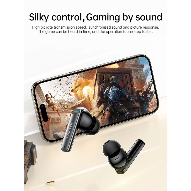 Picture of AWEI T88 ANC TWS Earbuds, -35dB Deep Noise Cancelling Wireless Headphones with ENC and 4 Microphones In-Ear Handfree Earbuds