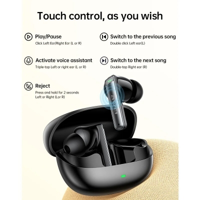 Picture of AWEI T88 ANC TWS Earbuds, -35dB Deep Noise Cancelling Wireless Headphones with ENC and 4 Microphones In-Ear Handfree Earbuds