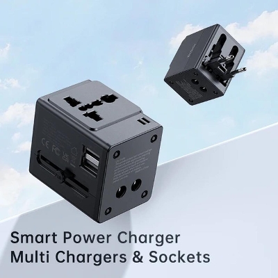 Picture of Mcdodo Universal Travel Adapter With 2 USB Wall Charger Outlet for iPhone iPad laptop Fast Charge EU US UK AU All-in-one Socket