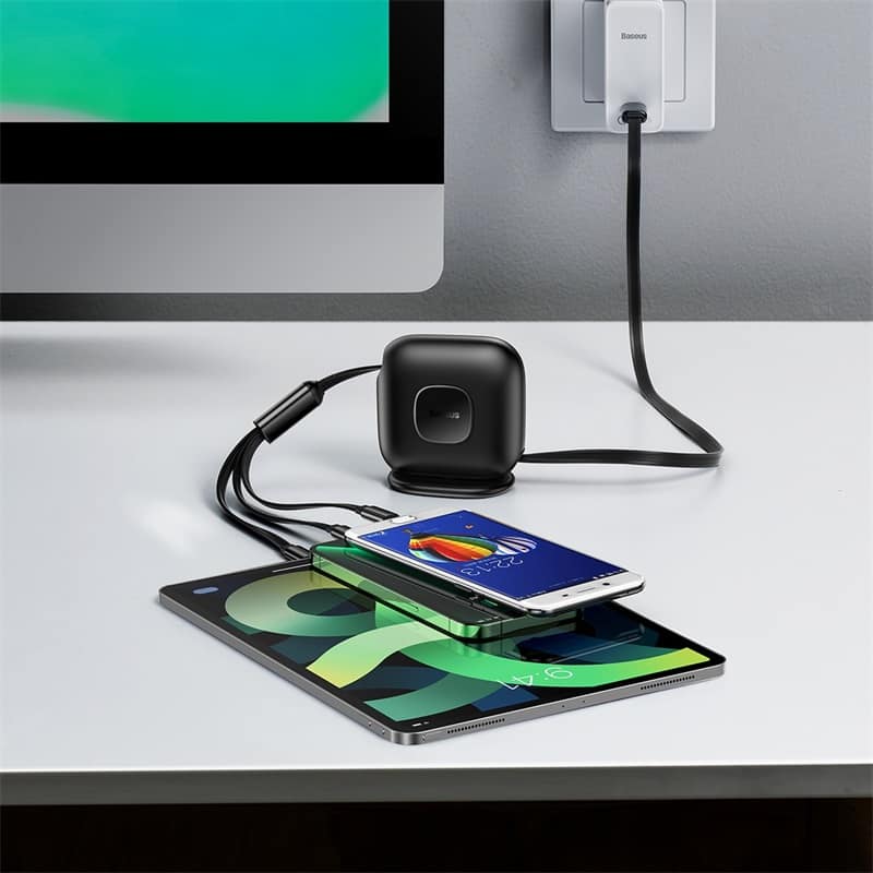 Picture of Baseus Cable 100W Cable Type-C to Micro Type-C Lightning Traction Series Retractable 3-in-1 Fast Charging Cable 1.7m Black
