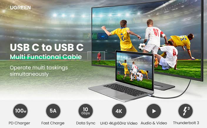 Picture of UGREEN USB-C TO USB-C GEN 2 4k VIDEO 60HZ 100W CABLE (80150)