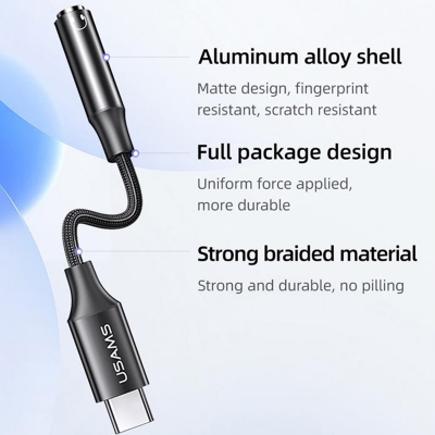 Picture of Usams US-SJ599 AU16 Type-C to 3.5DC Calling Audio Dongle (DAC Support)