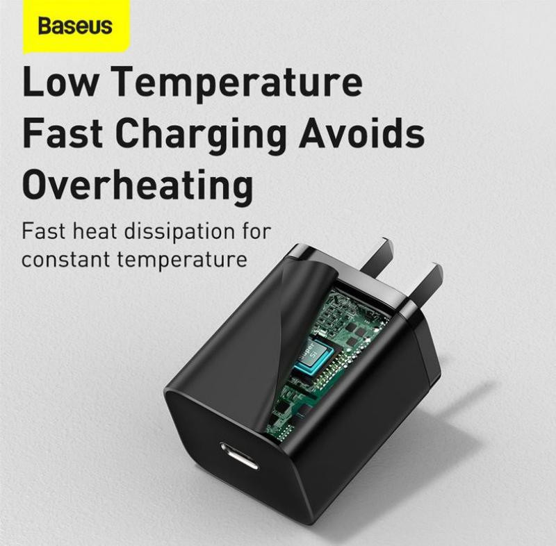 Picture of Baseus Super Si Quick Charger 1C 30W US Single USB-C Port- Black