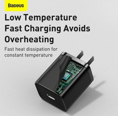 Picture of Baseus Super Si Quick Charger 1C 30W US Single USB-C Port- Black
