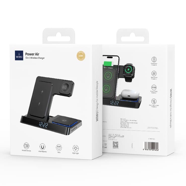 Picture of WiWU Wi-W006 5 in 1 15W Wireless Charger -Black