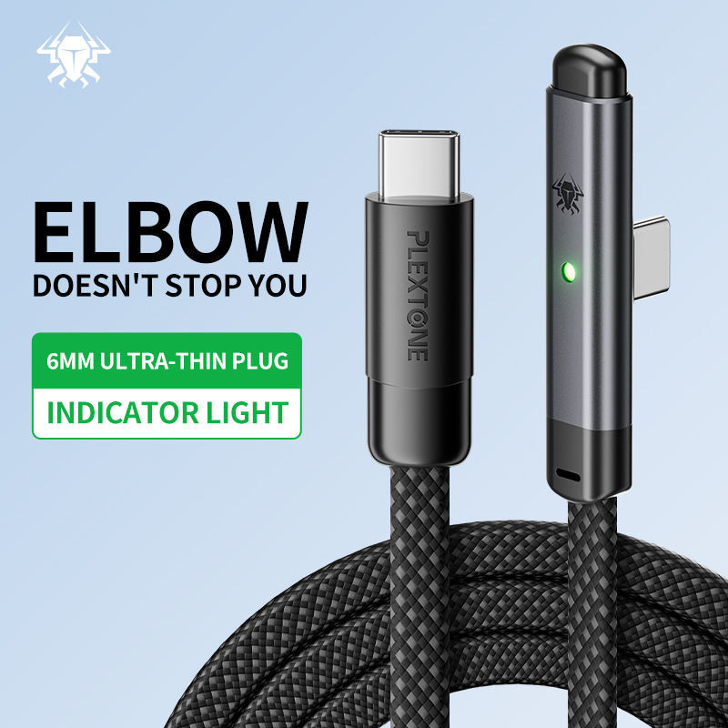 Picture of Plextone T100 C2C Type C To Type C Elbow Gaming Cable 66W Cable - Black