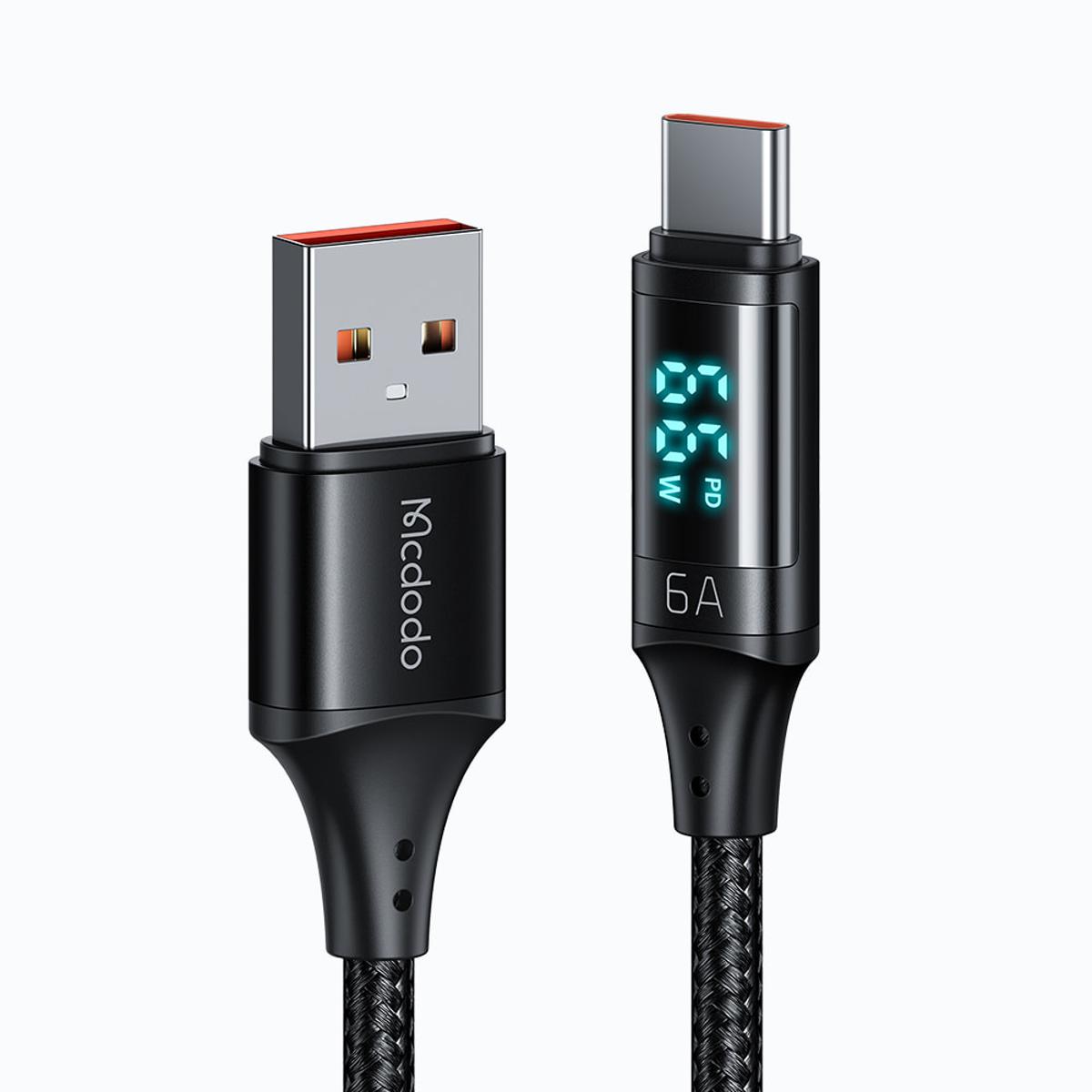 Picture of MCDODO MDD CA-1080 1.2m Digital Display 6A Type-C Charge Data Cable Cord - Black