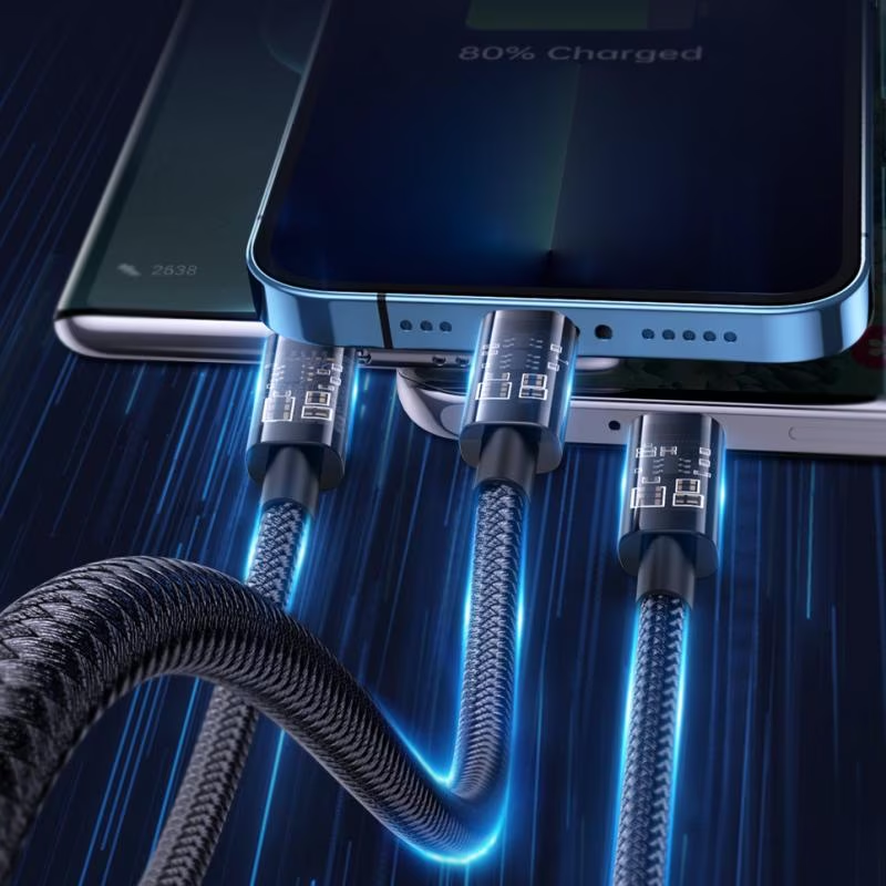 Picture of JOYROOM S-1T3015A5 1.2m 3.5A 3 in 1 USB to 8Pin + Type-C + Micro USB Fast Charging Data Cable(Black)