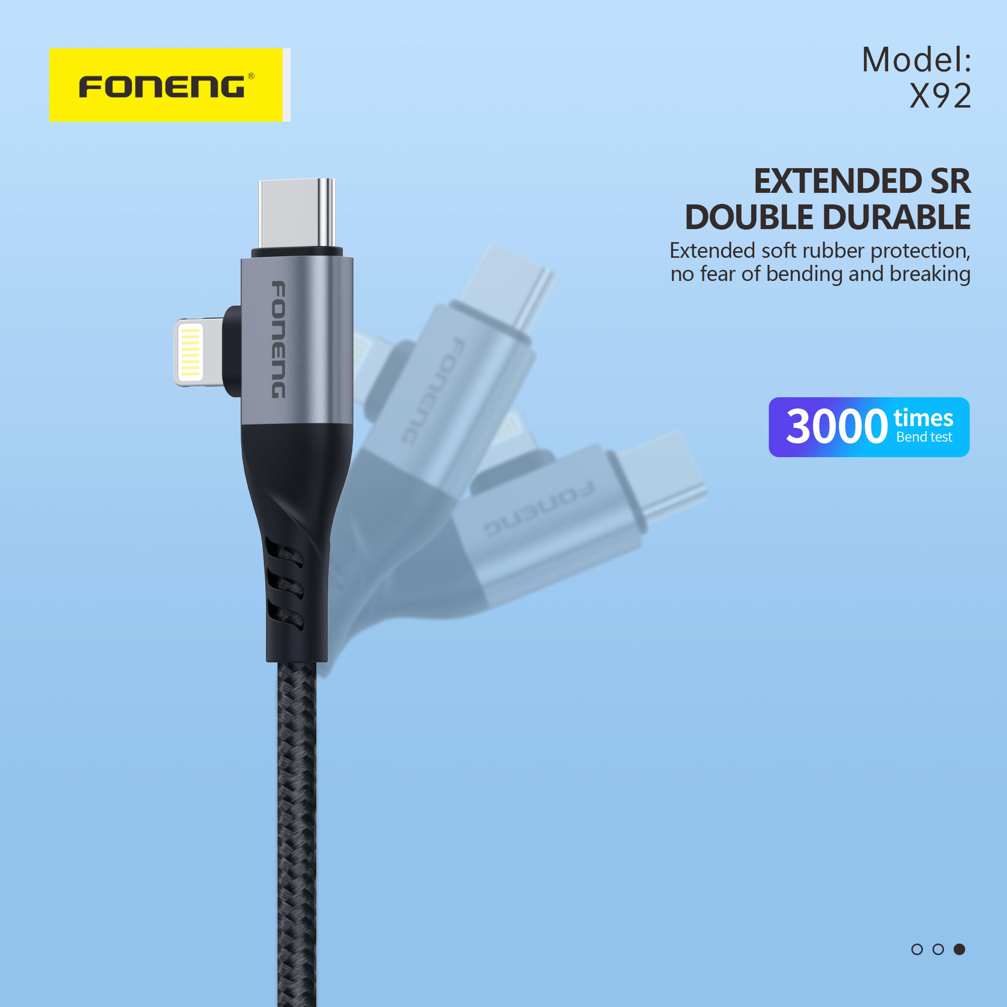 Picture of FONENG X92 1M 4-IN-1 METAL HEAD BRAIDED CABLE (60W) - GREY