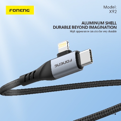 Picture of FONENG X92 1M 4-IN-1 METAL HEAD BRAIDED CABLE (60W) - GREY