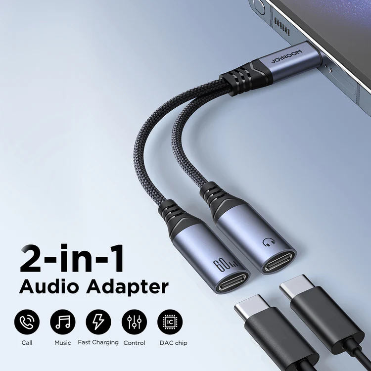 Picture of Joyroom SY-C03 Audio-Transfer Series 2-in-1 Audio Adapter (Type-C to Dual Type-C)-Black