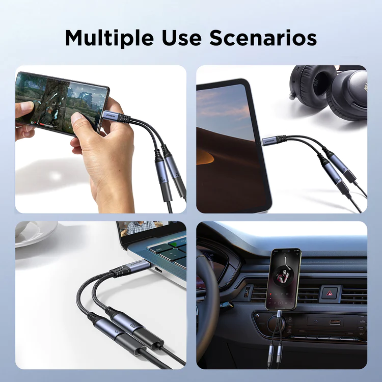 Picture of Joyroom SY-C03 Audio-Transfer Series 2-in-1 Audio Adapter (Type-C to Dual Type-C)-Black