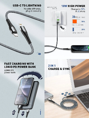 Picture of LDNIO LC111 USB Type-C To Lightning 30W Cable For iPhone/iPad
