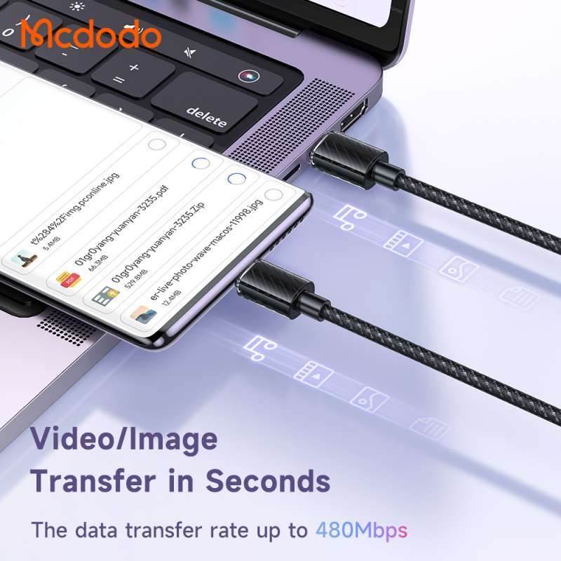 Picture of Mcdodo CA-367 | Type-C to Type-C Mobile Cable | Fast Charge 100W PD - Black