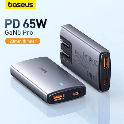 Picture of Baseus 65W GaN5 Charger Quick Charge 4.0 3.0 Type C PD USB Charger Portable Travel Charger Fast Charging For iP 14 13