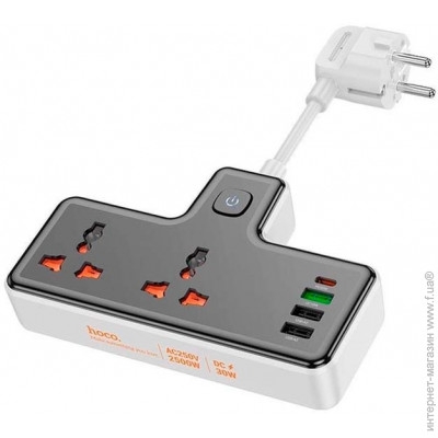 Picture of Hoco Ac12A Reise 2-Position Expansion Socket(Pd30W/1C3A)(Eu) Black