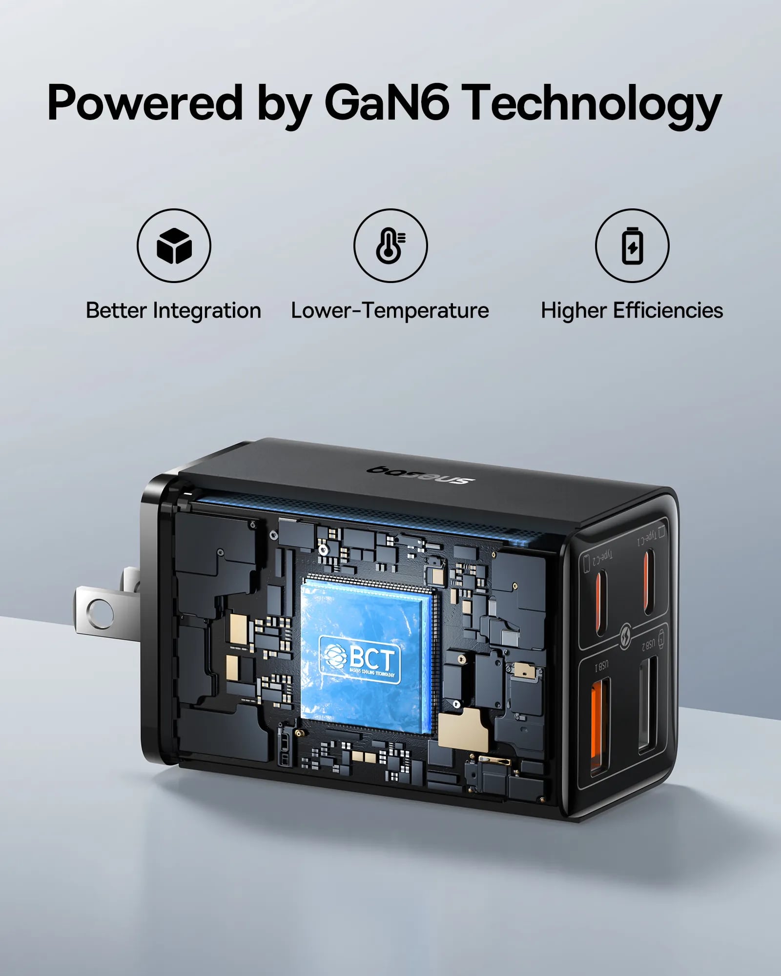 Picture of Baseus GaN6 Pro 65W Fast Charger For Macbook Samsung IPhone Pixel Huawei