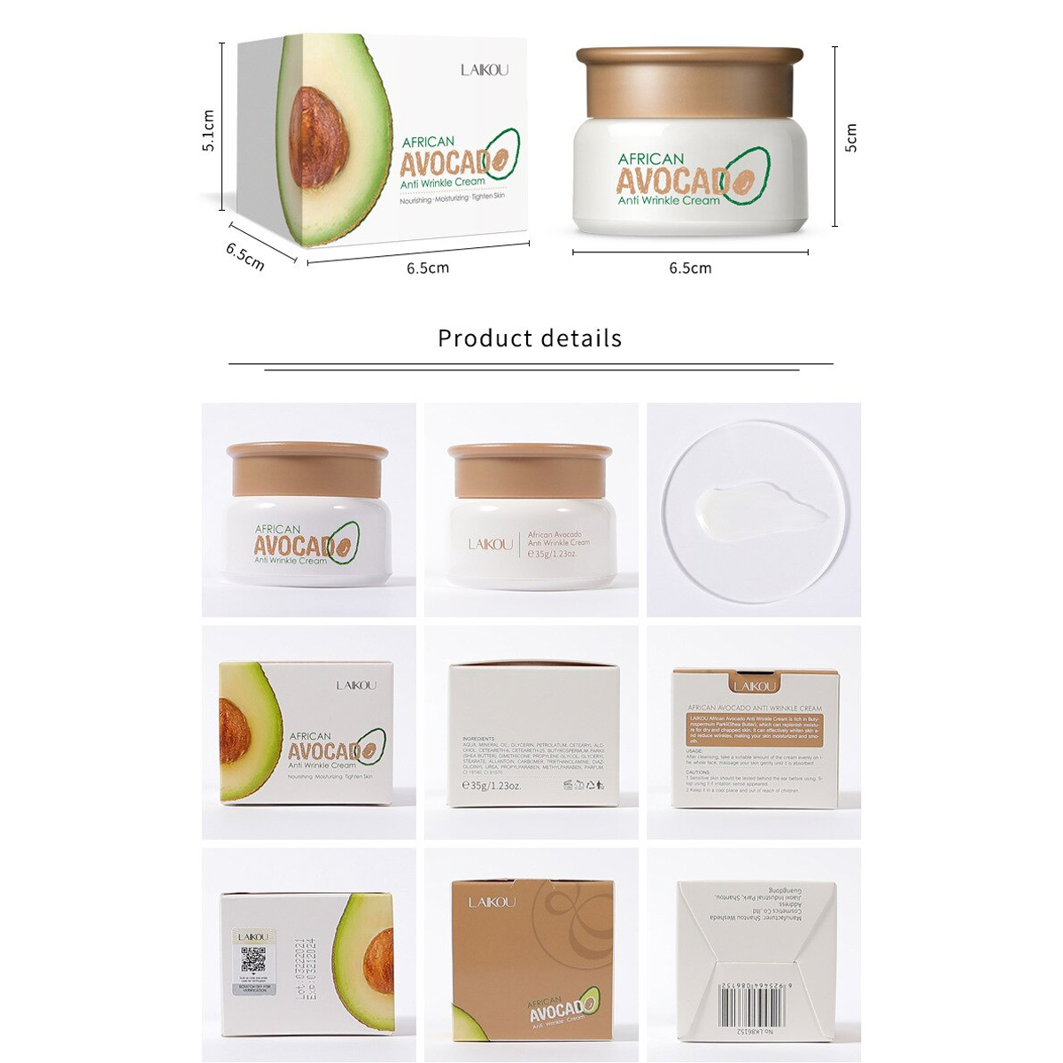 Picture of LAIKOU Avocado Day & Night Creams Korean Anti Wrinkle - 35g