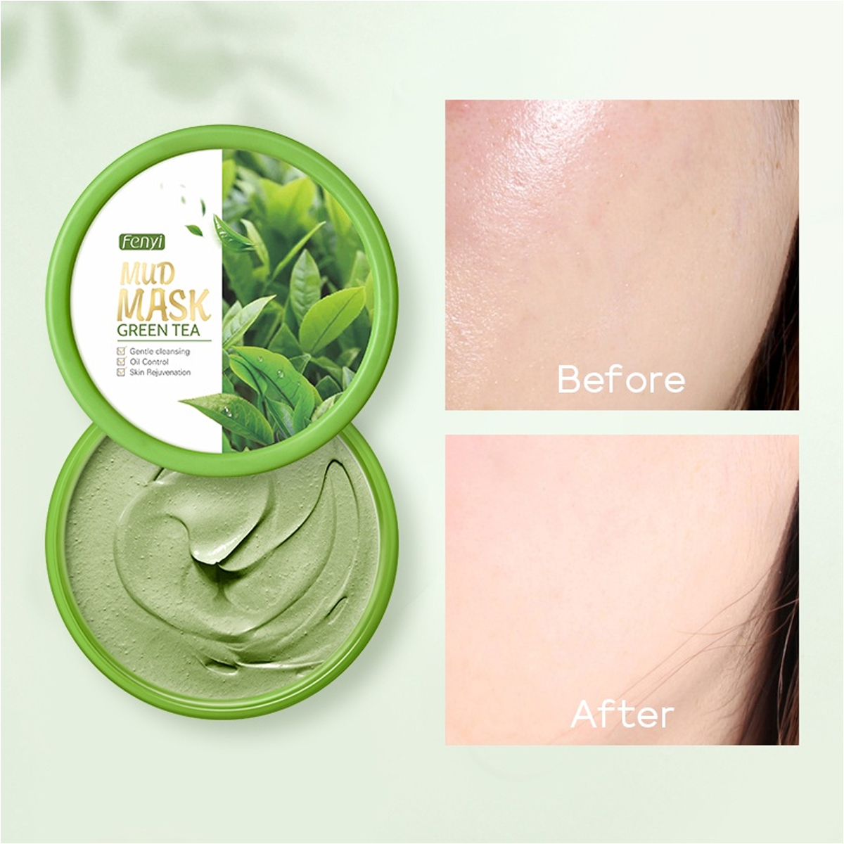 Picture of Fenyi Green Tea Mud Mask - 100g + Mask Applicator Brush Bundle