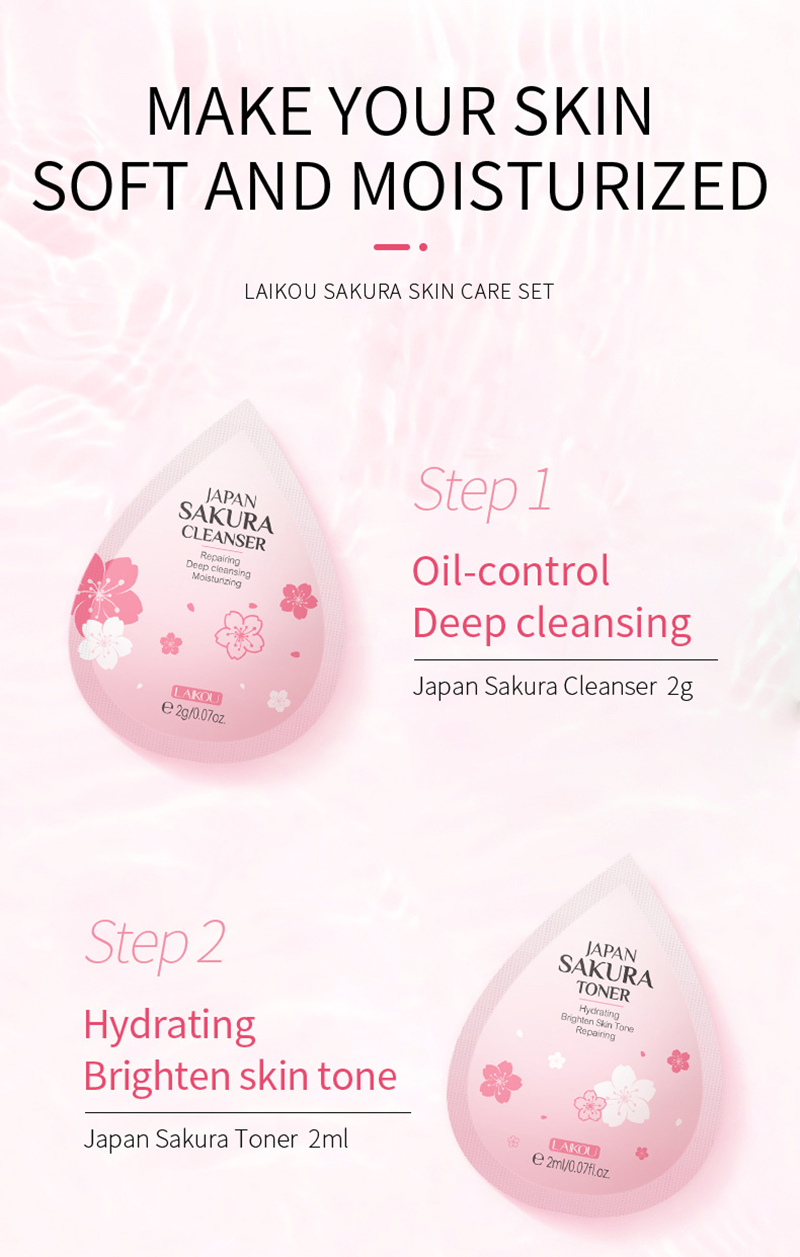 Picture of LAIKOU Sakura Skincare Set 4pcs (Face Cleanser /Toner/ Lotion/ Face Cream)-2gm