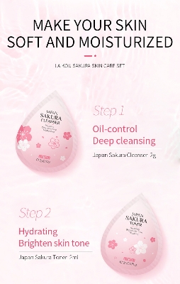 Picture of LAIKOU Sakura Skincare Set 4pcs (Face Cleanser /Toner/ Lotion/ Face Cream)-2gm
