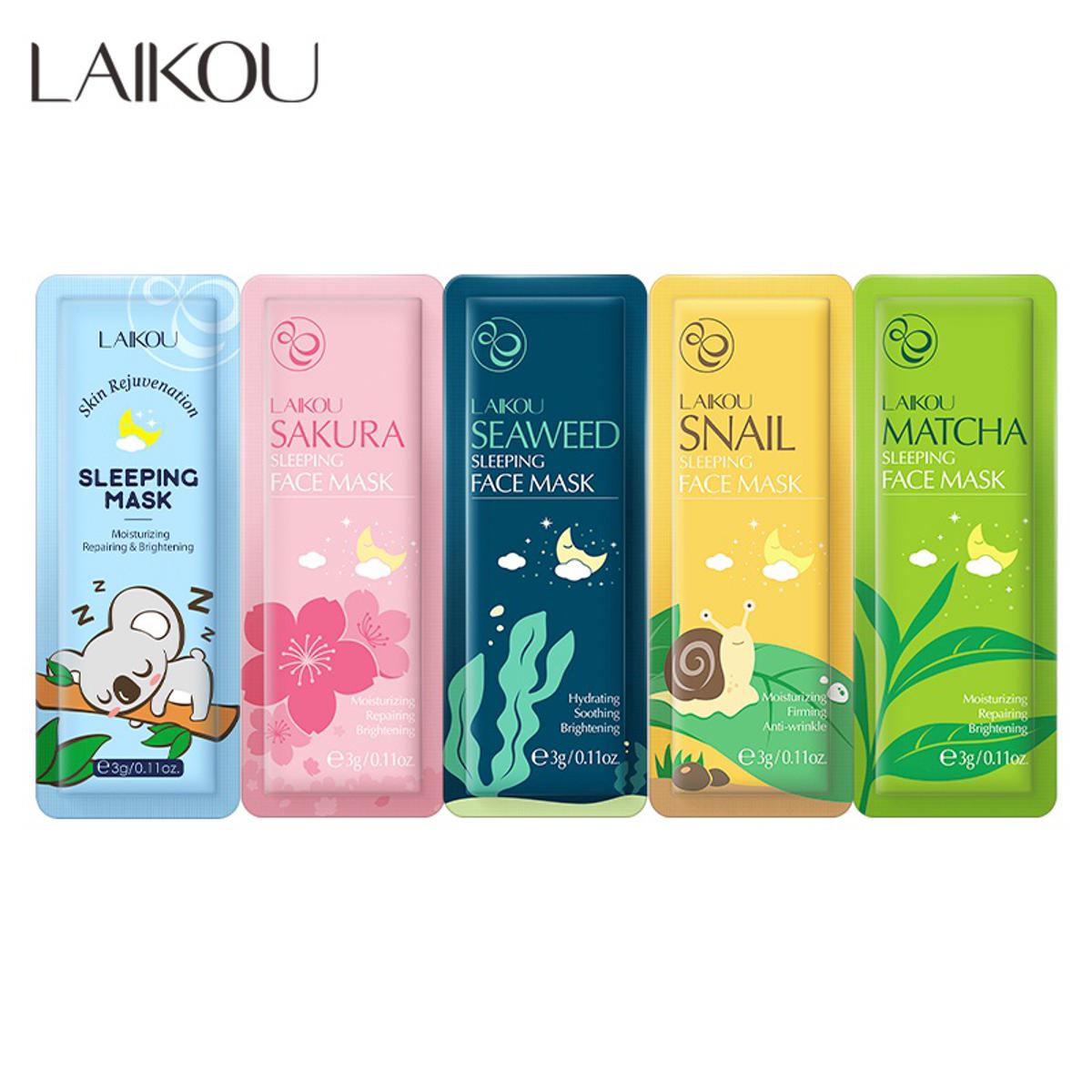 Picture of LAIKOU (Skin rejuvenation/Sakura/Seaweed/Snail/Matcha ) Sleeping Mask 5 Pcs face mask