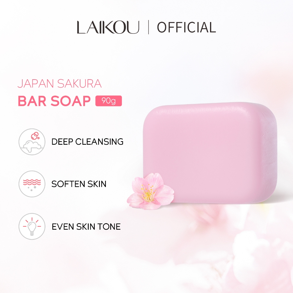 Picture of LAIKOU Japan Sakura Bar Soap Handmade Naturally Cleanse and Soften Skin Even Skin Tone 90g
