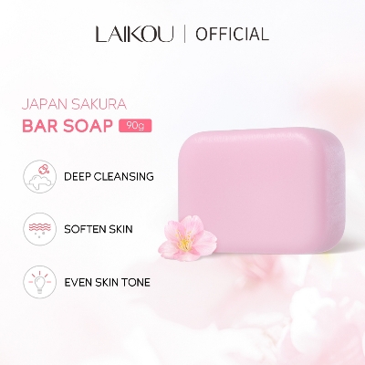 Picture of LAIKOU Japan Sakura Bar Soap Handmade Naturally Cleanse and Soften Skin Even Skin Tone 90g