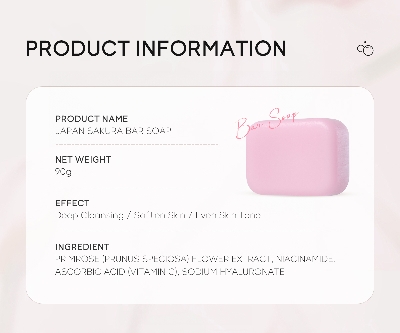 Picture of LAIKOU Japan Sakura Bar Soap Handmade Naturally Cleanse and Soften Skin Even Skin Tone 90g