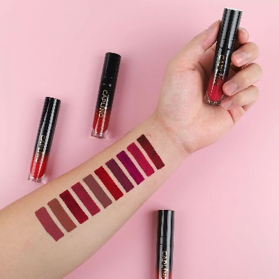 Picture of Caplino Liquid Matte Lipstick - Devotion 01 with Free Personal Cotton Pads