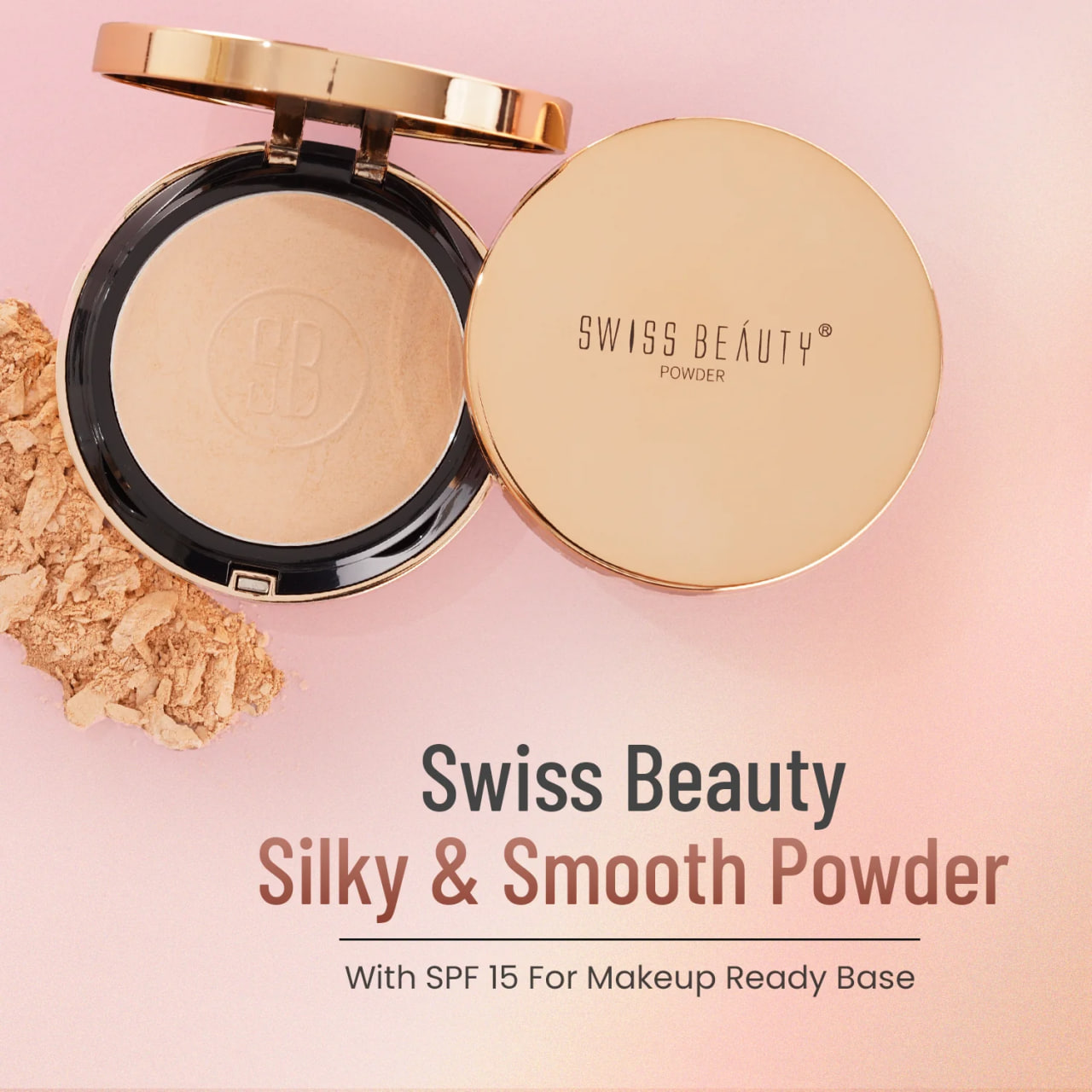 Picture of Swiss Beauty Silky & Smooth Oil Control Pressed Powder Compact with SPF 15 – 03 Skin Color