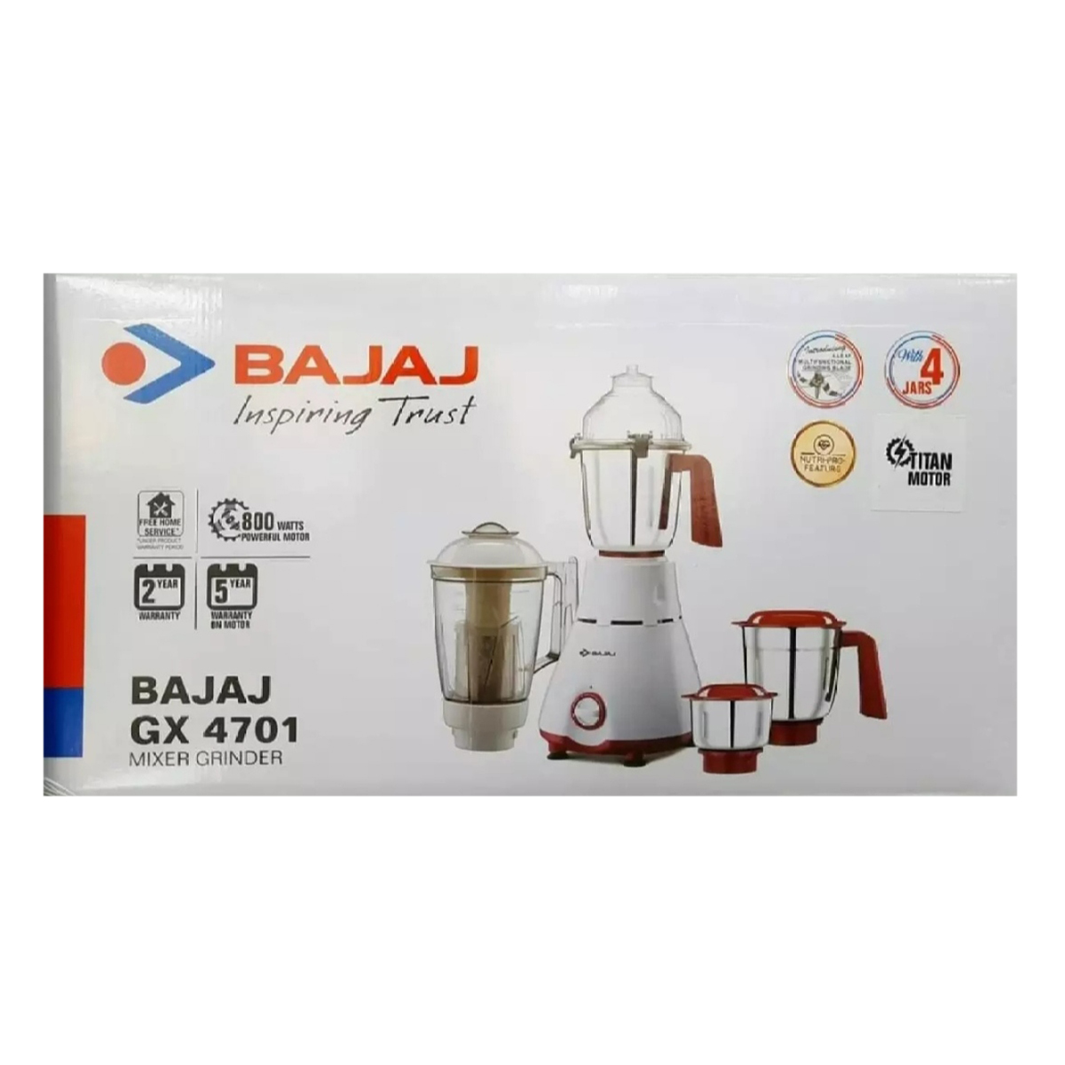 Picture of Bajaj GX-4701 Blender/Mixer/Meat Chopper Machine 4-in-1 800W - Efficient and Powerful Chopper Machine