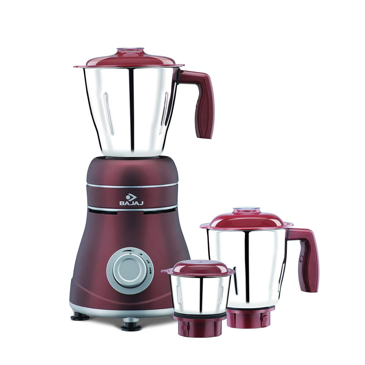 Picture of Bajaj Ivora 800W Mixer Grinder with Anti-Bacterial Coating and Nutri-Pro Feature, 3 Jars, Crimson Red