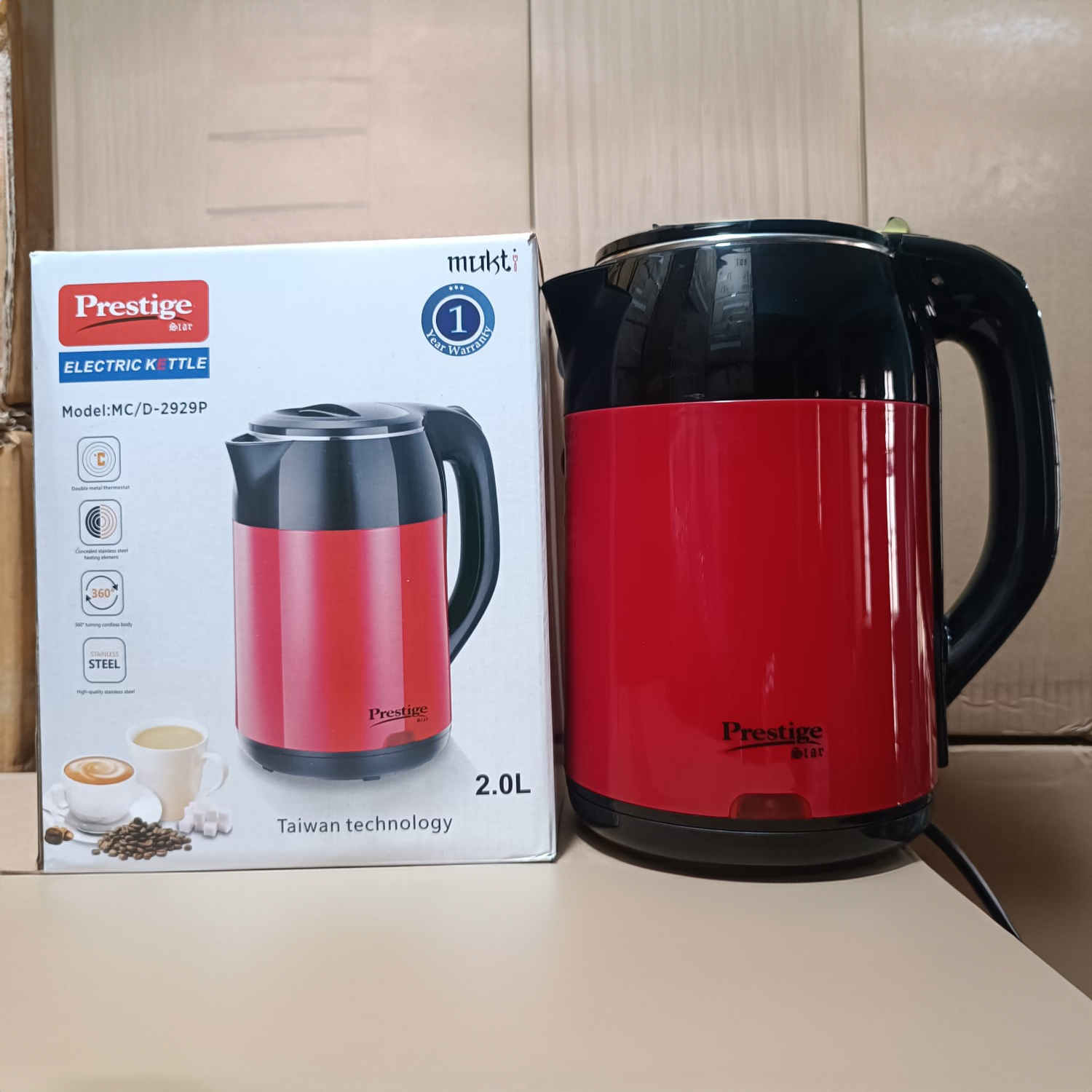 Picture of Prestige Electric Kettle 2.0L - Elevate Your Tea and Coffee Experience with Swift Boiling Efficiency