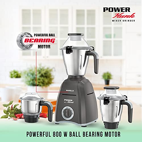 Picture of Havells HUNK 800 Mixer Grinder (3 Jars) Light Ash