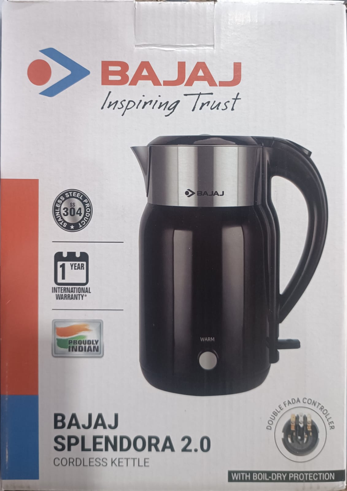 Picture of 304 Grade SS 2 Litre Electric Kettle Bajaj Splendora 2.0 Double wall