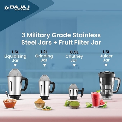 Picture of Bajaj Military Series Evoque 1000 W Mixer Grinder With 4 Jars