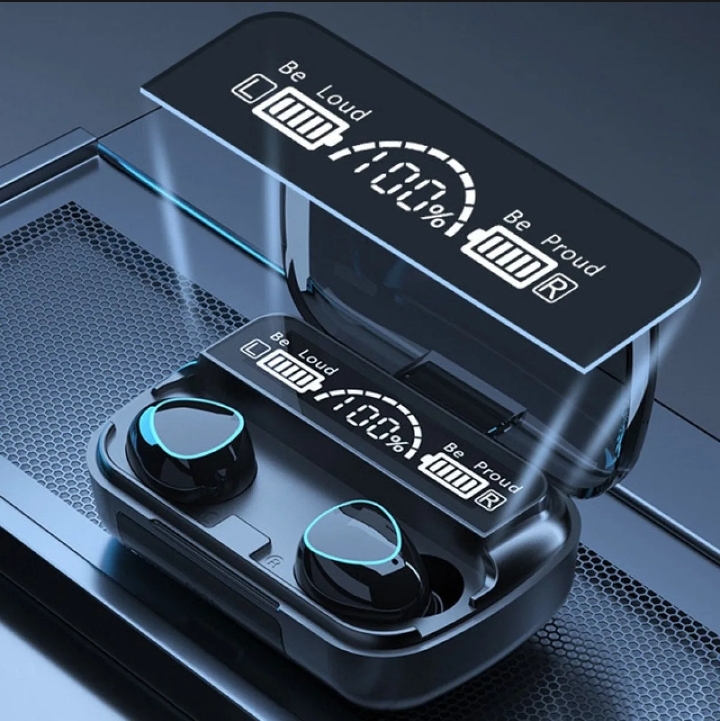 Picture of M10 TWS Earphone 9D Stereo LED Digital Display Touch CVC8.0 Digital Noise Reduction Technology (With 2000mAh Mini Power Bank Charging Box) - computer table