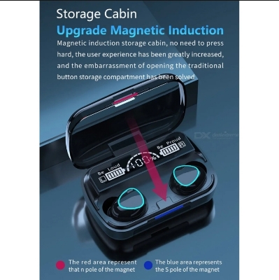 Picture of M10 TWS Earphone 9D Stereo LED Digital Display Touch CVC8.0 Digital Noise Reduction Technology (With 2000mAh Mini Power Bank Charging Box) - computer table