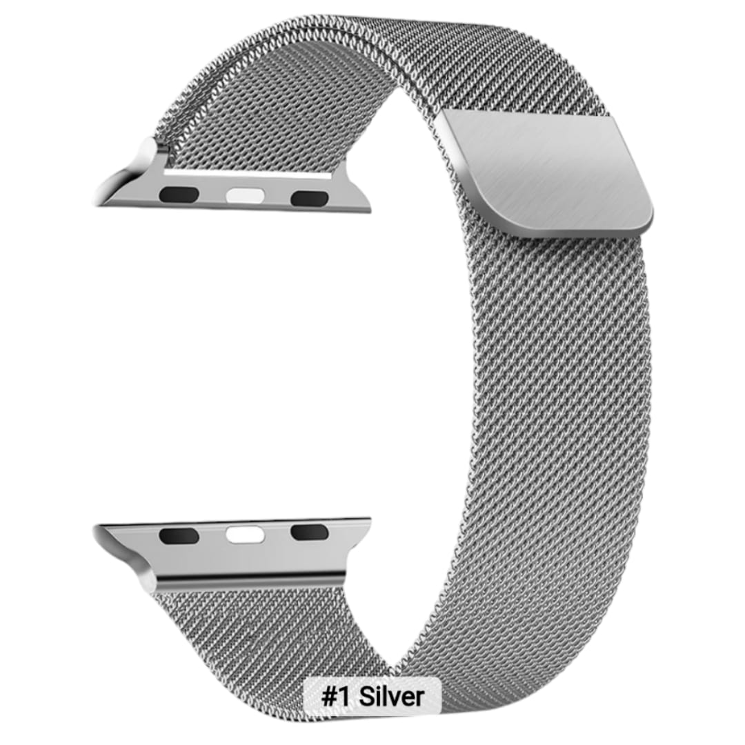 Picture of Silver color Magnetic Strap For Apple watch Band 49 mm 42mm 44mm 45mm bracelet iWatch 3 4 5 6 7  8 se 9 ultra straps