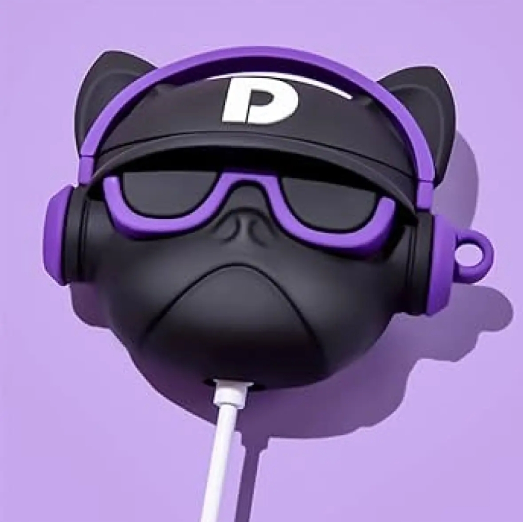 Picture of French Bulldog Purple (Only Cover) For Apple Airpods Pro and  pro 2nd Gen Premium Earbuds Protective Cover (Headphone not included) joyroom T03s Pro Headphone not included