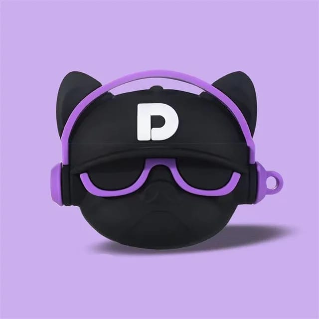 Picture of French Bulldog Purple (Only Cover) For Apple Airpods Pro and  pro 2nd Gen Premium Earbuds Protective Cover (Headphone not included) joyroom T03s Pro Headphone not included