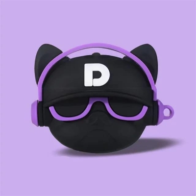 Picture of French Bulldog Purple (Only Cover) For Apple Airpods Pro and  pro 2nd Gen Premium Earbuds Protective Cover (Headphone not included) joyroom T03s Pro Headphone not included