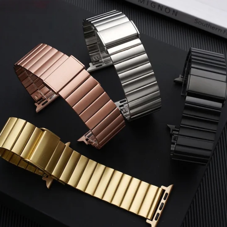 Picture of Apple Watch Premium New Stainless Steel Straps- 49mm/45mm/44mm/42mm Stainless Steel Butterfly Buckle Band For Apple Watch-Luxury Metal Straps ( Black Color ) for Watch Ultra Series 8 7 5 6 5 4