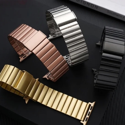 Picture of Apple Watch Premium New Stainless Steel Straps- 49mm/45mm/44mm/42mm Stainless Steel Butterfly Buckle Band For Apple Watch-Luxury Metal Straps ( Black Color ) for Watch Ultra Series 8 7 5 6 5 4